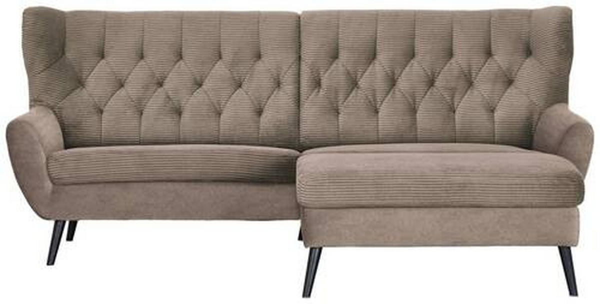 ECKSOFA Braun Cord  - Schwarz/Braun, Design, Holz/Textil (237/165cm) - Stylife