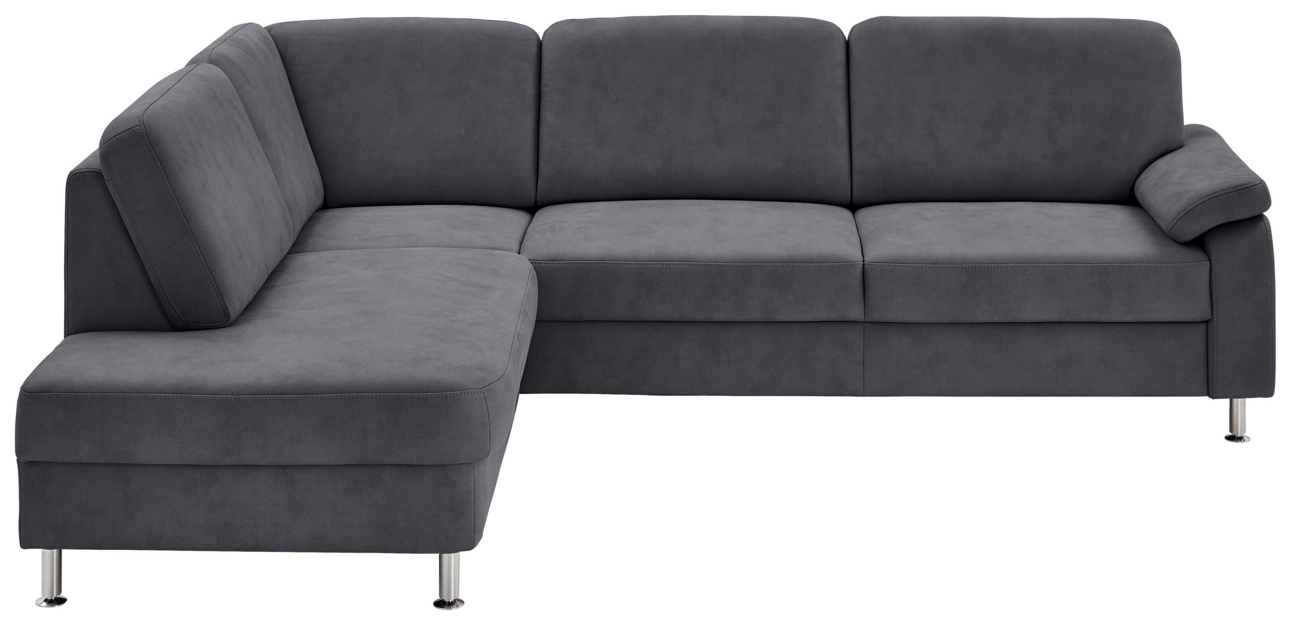 ECKSOFA in Mikrofaser Anthrazit  - Anthrazit, Design, Textil/Metall (202/266cm) - Beldomo System