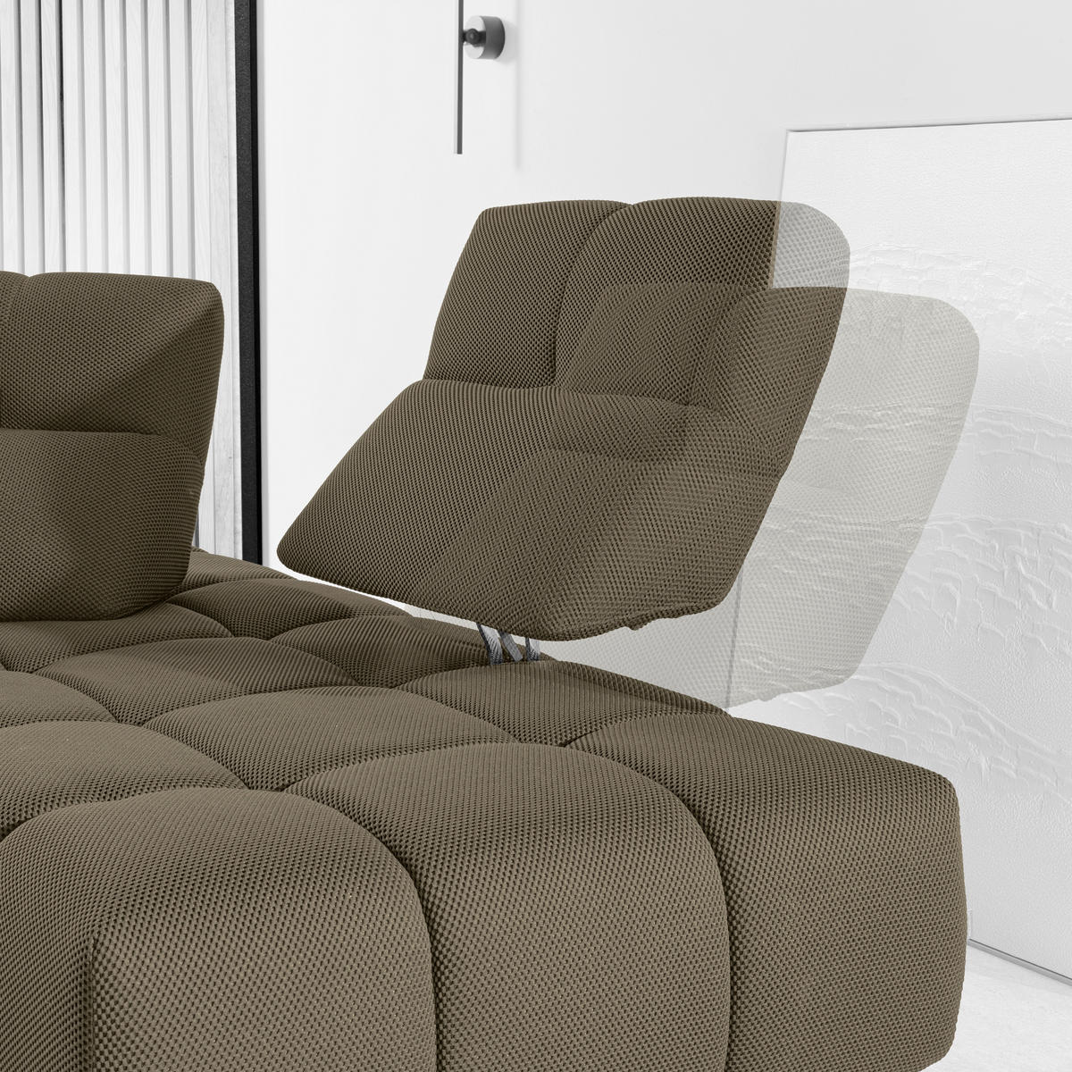 ECKSOFA in Struktur Graubraun  313/233 cm  - Graubraun/Schwarz, Design, Kunststoff/Textil (313/233cm) - Emilio Belluti