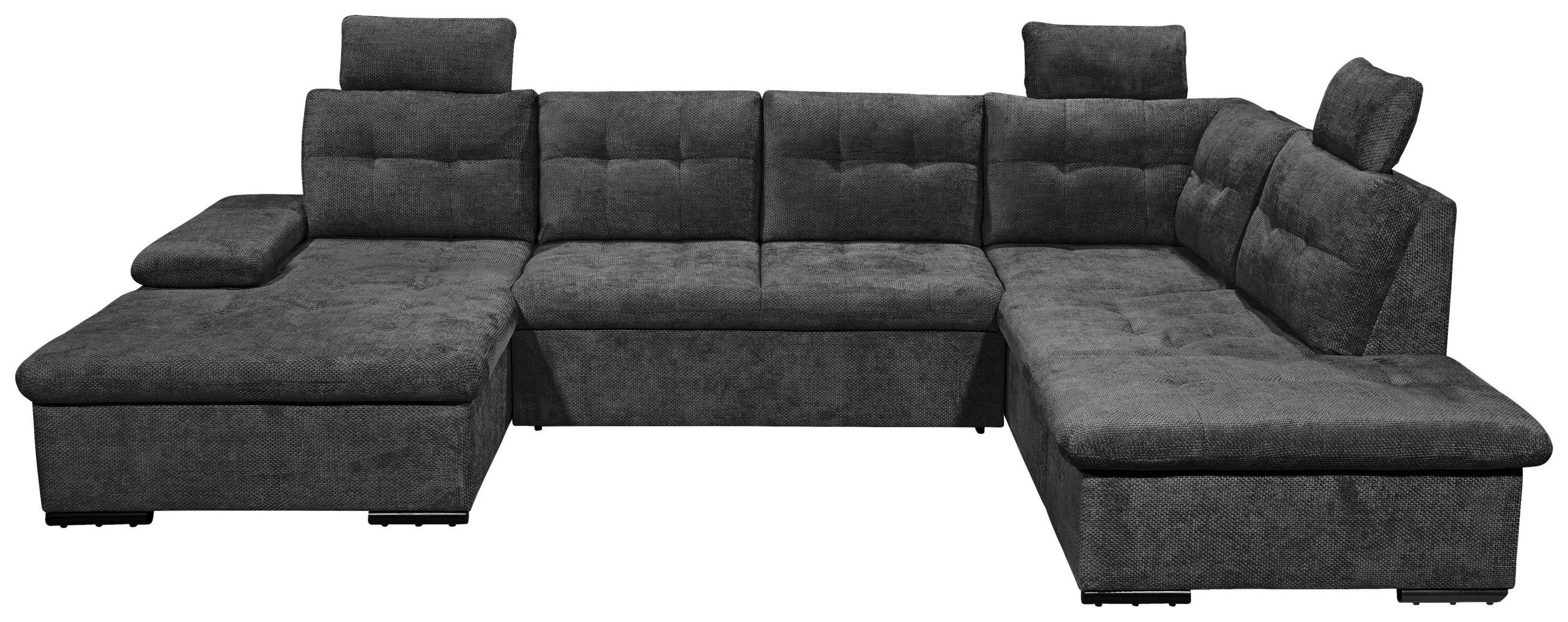 WOHNLANDSCHAFT RONDA Schwarz Webstoff  - Schwarz, Basics, Kunststoff/Textil (170/324/218cm) - Livetastic