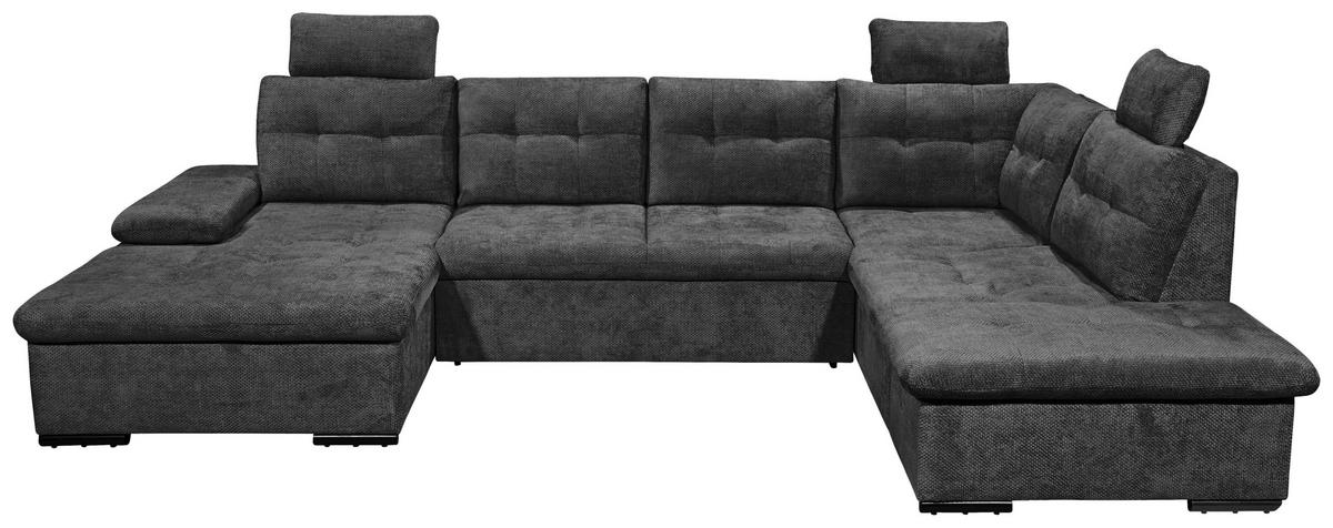 WOHNLANDSCHAFT RONDA Schwarz Webstoff  - Schwarz, Basics, Kunststoff/Textil (170/324/218cm) - Livetastic