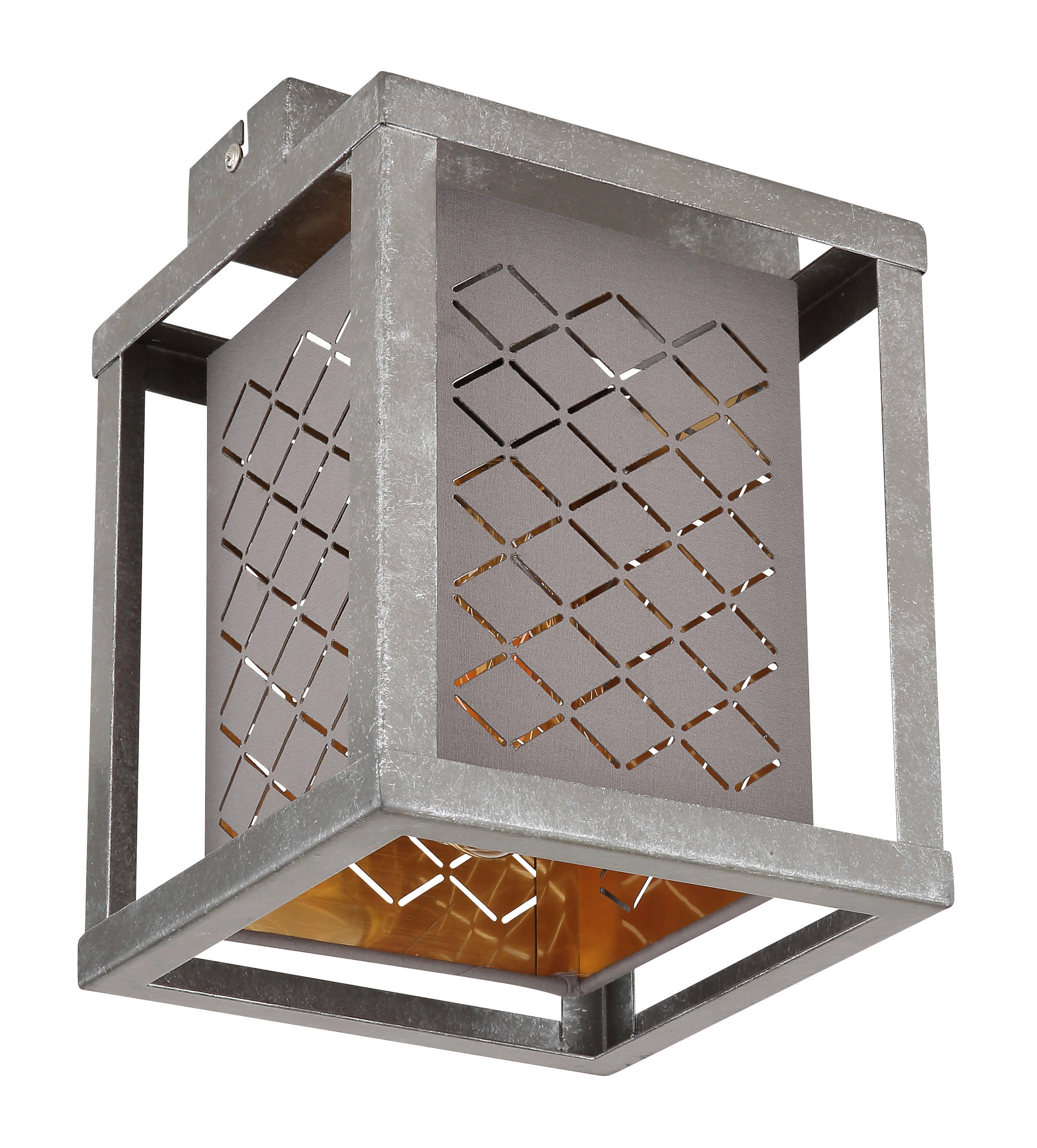 TAKLAMPA Thomas 17/17/22,5 cm  - silver/grå, Design, metall/textil (17/17/22,5cm) - Globo