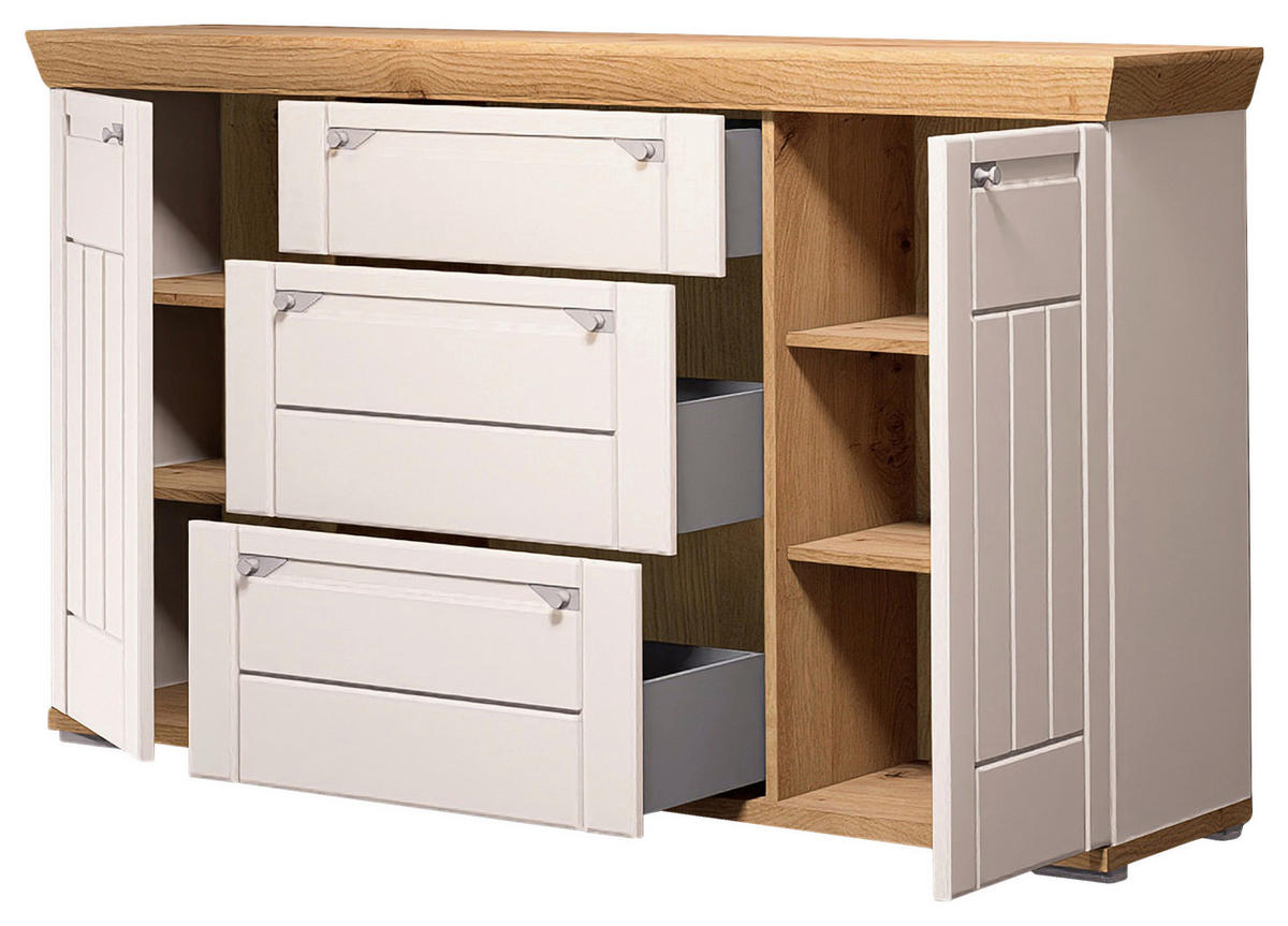 SIDEBOARD  161/100/47 cm 3 Schublade(n)  - Kaschmir/Eiche Artisan, ROMANTIK / LANDHAUS, Holzwerkstoff/Metall (161/100/47cm) - Landscape