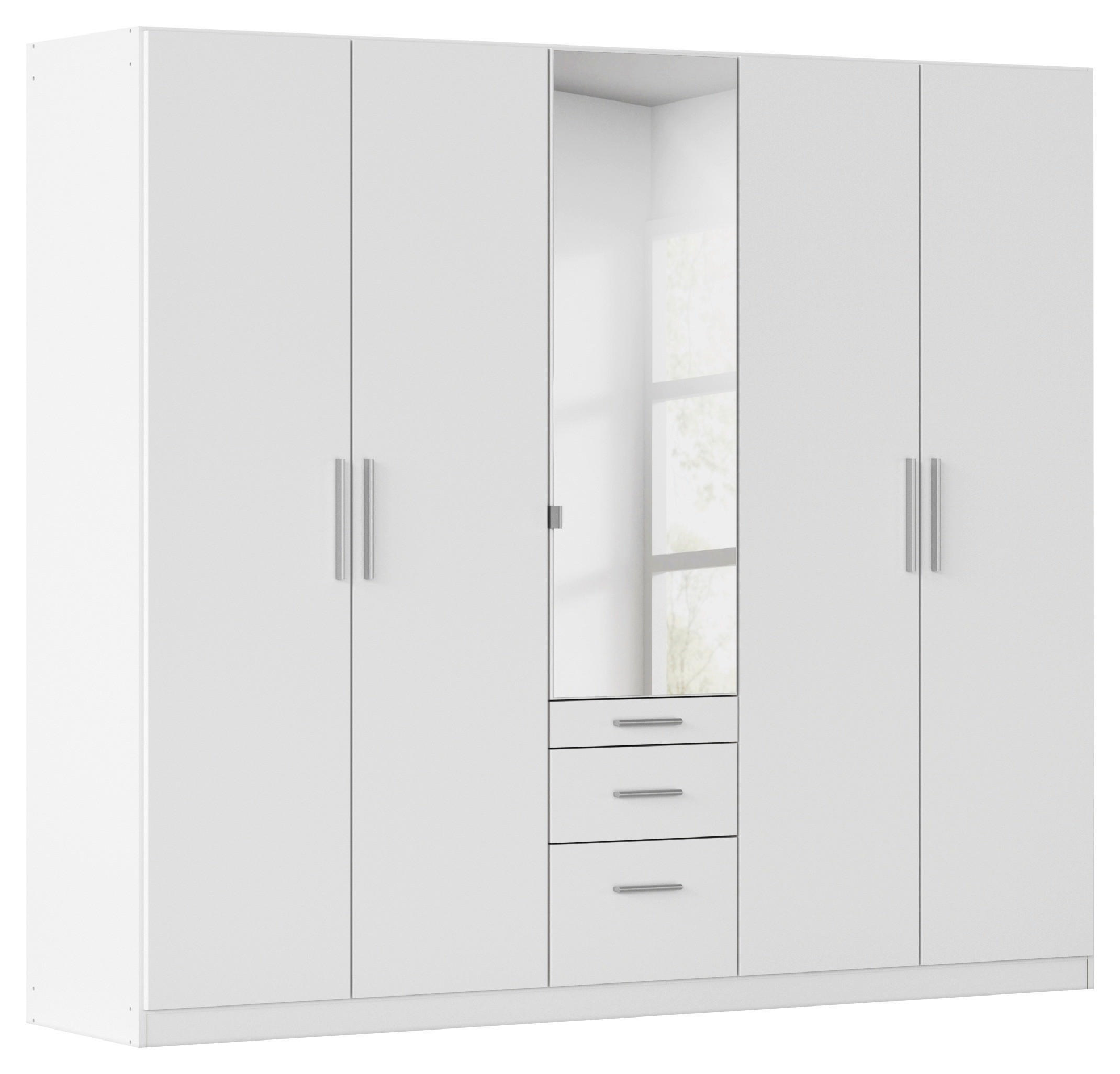 DREHTÜRENSCHRANK 226/197/54 cm,  in Weiß, 5-türig  - Alufarben/Weiß, KONVENTIONELL, Glas/Holzwerkstoff (226/197/54cm) - home24