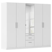 DREHTÜRENSCHRANK 226/197/54 cm,  in Weiß, 5-türig  - Alufarben/Weiß, KONVENTIONELL, Glas/Holzwerkstoff (226/197/54cm) - home24