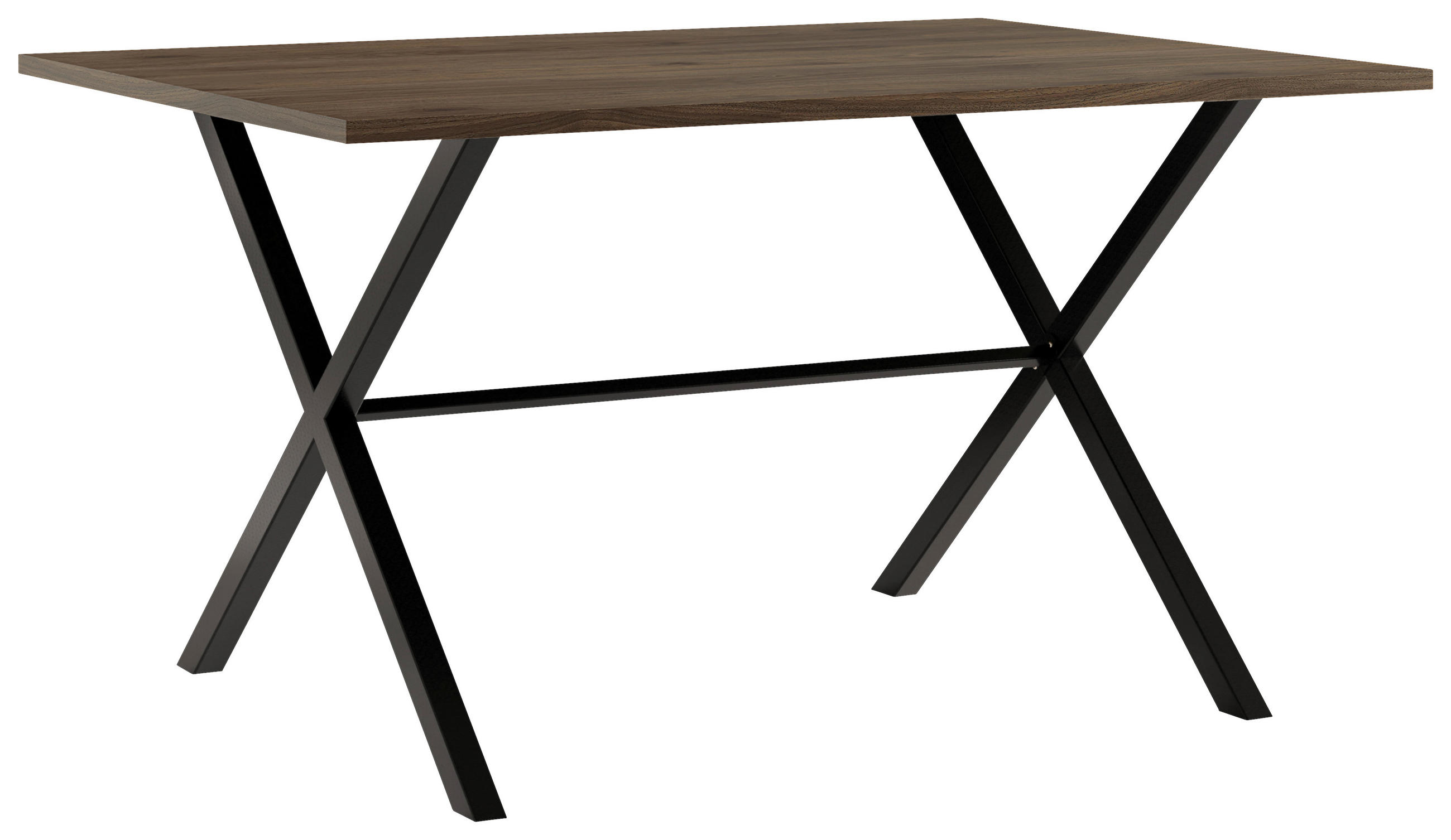 ESSTISCH Walnussfarben rechteckig   - Walnussfarben/Schwarz, Design, Holzwerkstoff/Metall (140/90/76cm) - Stylife