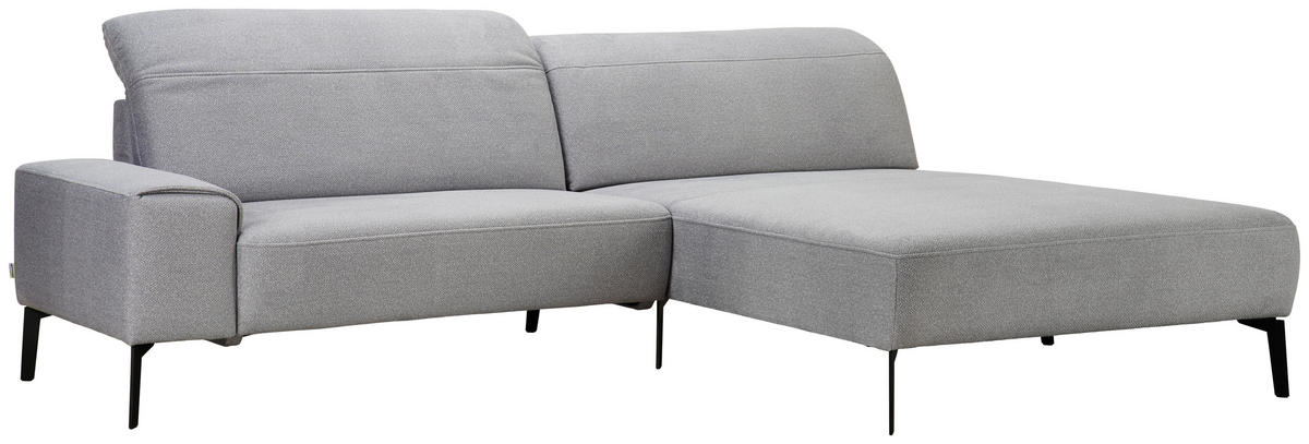 ECKSOFA in Mikrofaser Hellgrau  - Hellgrau/Schwarz, Design, Textil/Metall (273/203cm) - Johann Jakob