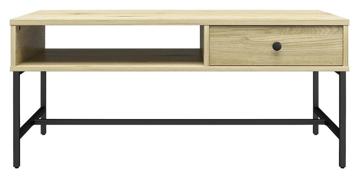 COUCHTISCH in Metall, Holzwerkstoff 101/45/50 cm  - Eichefarben/Schwarz, Design, Holzwerkstoff/Metall (101/45/50cm) - MID.YOU