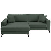 ECKSOFA TED Dunkelgrün Cord Zierkissen  - Dunkelgrün/Schwarz, Trend, Textil/Metall (174/228cm) - P & B