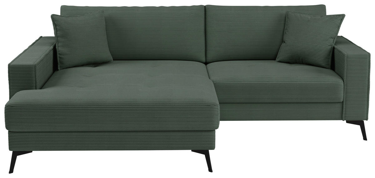 ECKSOFA TED Dunkelgrün Cord Zierkissen  - Dunkelgrün/Schwarz, Trend, Textil/Metall (174/228cm) - P & B