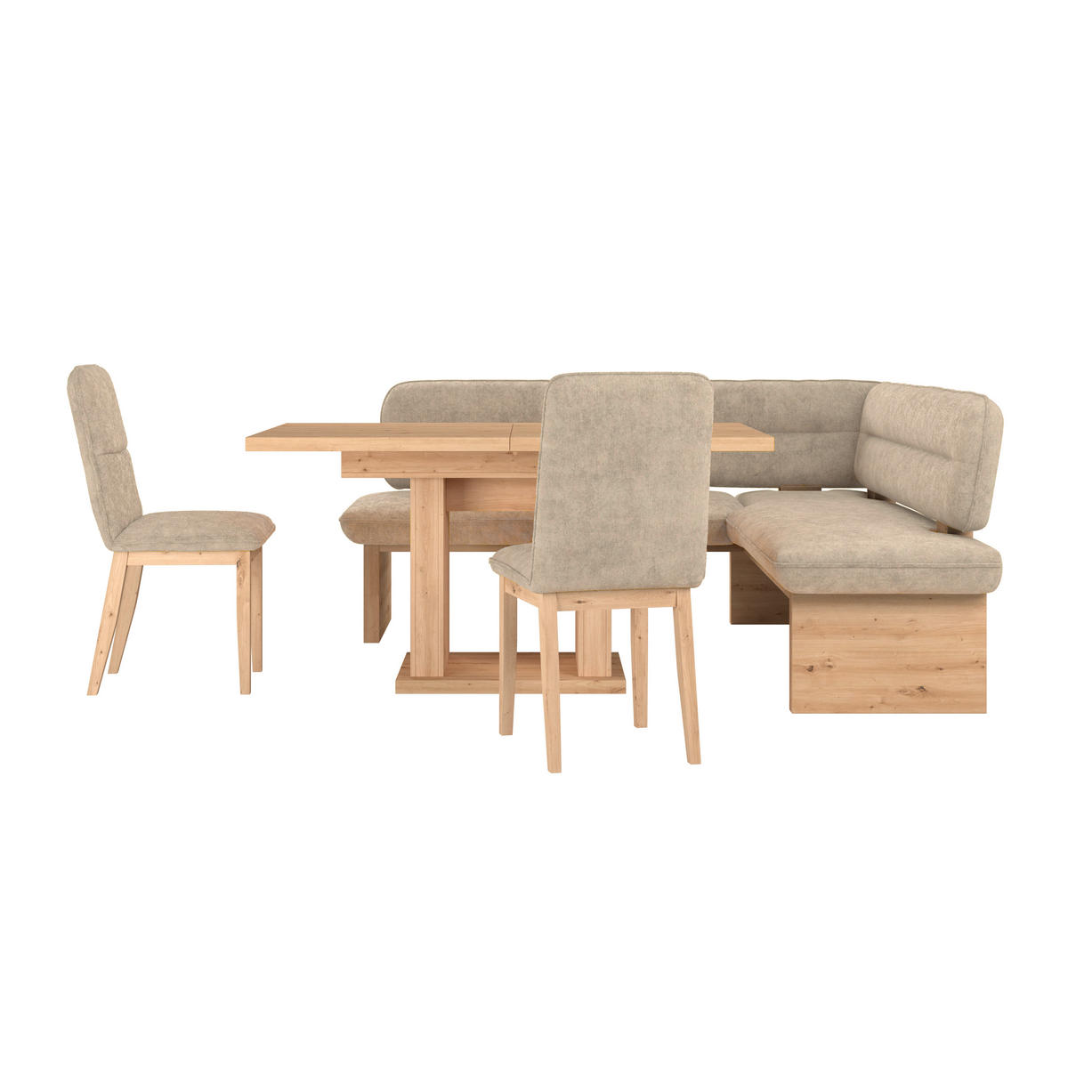 ECKBANK 212/170 cm Webstoff Beige Eiche Sperrholz   - Eichefarben/Beige, KONVENTIONELL, Holz/Textil (212/170cm) - James Wood