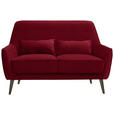 2-SITZER-SOFA  in Mikrofaser Rot  - Rot/Schwarz, Trend, Holz/Textil (135/86/80cm) - Carryhome
