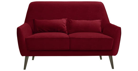 2-SITZER-SOFA  in Mikrofaser Rot  - Rot/Schwarz, Trend, Holz/Textil (135/86/80cm) - Carryhome