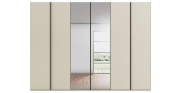 DREHTÜRENSCHRANK 301/223/61 cm,  in Champagner, 6-türig  - Champagner/Graphitfarben, Basics, Glas/Holzwerkstoff (301/223/61cm) - Novel