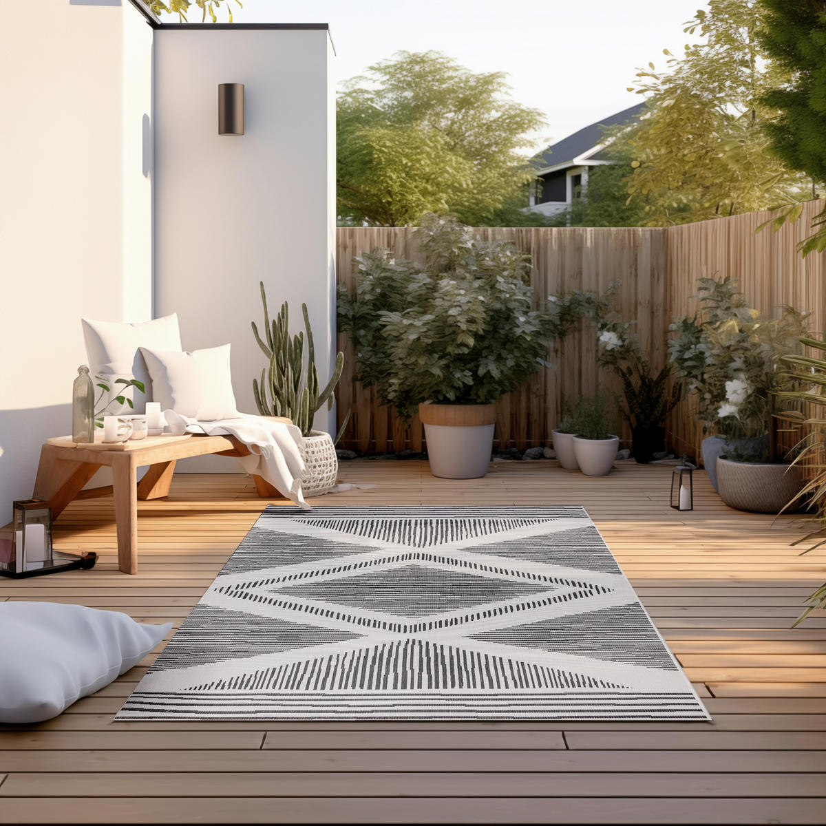 OUTDOORTEPPICH 80/150 cm Gemini Schwarz, Weiß  - Schwarz/Weiß, Design, Kunststoff (80/150cm)