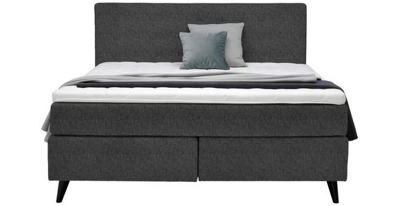 BOXSPRINGBETT 180/200 cm  in Dunkelgrau  - Dunkelgrau/Schwarz, KONVENTIONELL, Holz/Textil (180/200cm) - Voleo