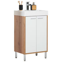 WASCHTISCHKOMBI 50 cm  - Chromfarben/Eichefarben, KONVENTIONELL, Holzwerkstoff/Stein (50cm) - Stylife