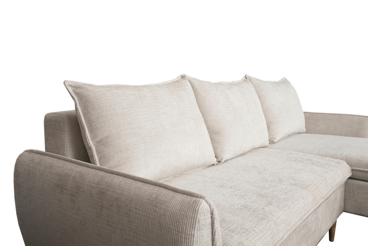 ECKSOFA in Chenille Perlmutt  - Buchefarben/Perlmutt, Konventionell, Holz/Textil (244/163cm) - Carryhome