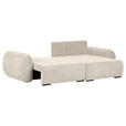 ECKSOFA Beige Flachgewebe Zierkissen, Rückenkissen, Bettkasten, Schlaffunktion, Rücken echt, Liegefläche im Originalstoff  - Beige/Schwarz, KONVENTIONELL, Kunststoff/Textil (250/145cm) - Carryhome