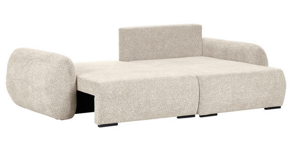 ECKSOFA Beige Flachgewebe Zierkissen, Rückenkissen, Bettkasten, Schlaffunktion, Rücken echt, Liegefläche im Originalstoff  - Beige/Schwarz, KONVENTIONELL, Kunststoff/Textil (250/145cm) - Carryhome