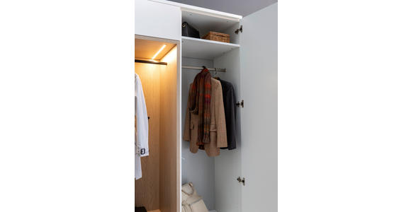 GARDEROBE 7-teilig in 250/233/59 cm - Eichefarben/Weiß, Design, Holzwerkstoff/Textil (250/233/59cm) - Moderano