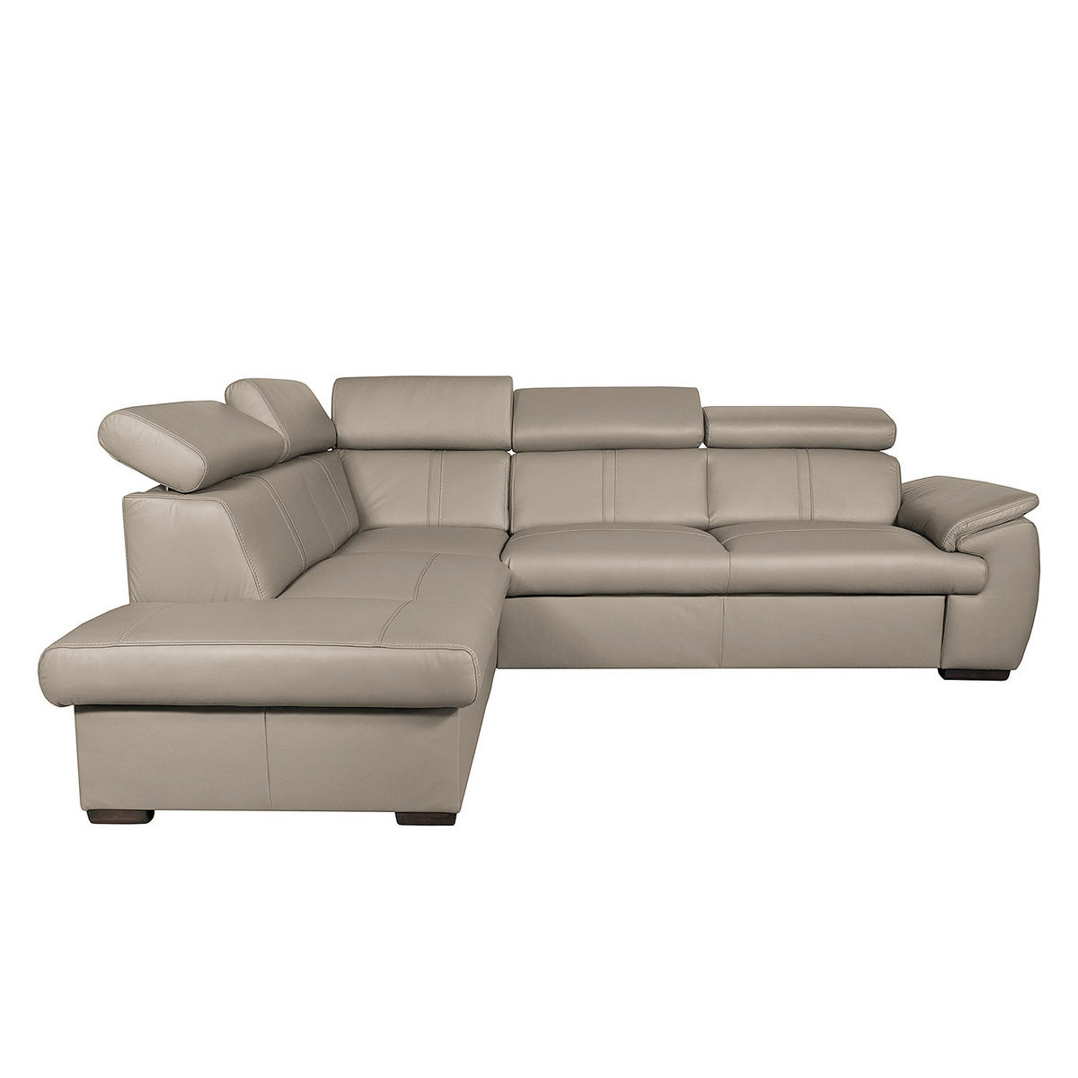ECKSOFA Hellgrau Echtleder  - Wengefarben/Hellgrau, Design, Leder/Holz (211/265cm) - Livetastic
