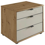 NACHTSCHRANK 60/48/43 cm  - Schieferfarben/Eiche Bianco, Design, Glas/Holzwerkstoff (60/48/43cm) - Novel