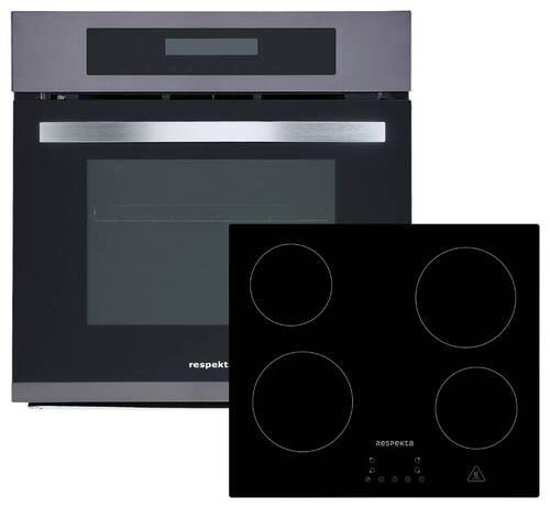 BACKOFENSET DigiSet8BS4400  - Edelstahlfarben/Schwarz, Trend, Glas/Metall (59,5/59/54,2cm) - Respekta