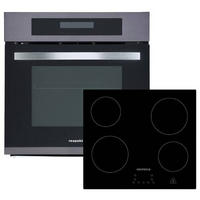 BACKOFENSET DigiSet8BS4400  - Edelstahlfarben/Schwarz, Trend, Glas/Metall (59,5/59/54,2cm) - Respekta