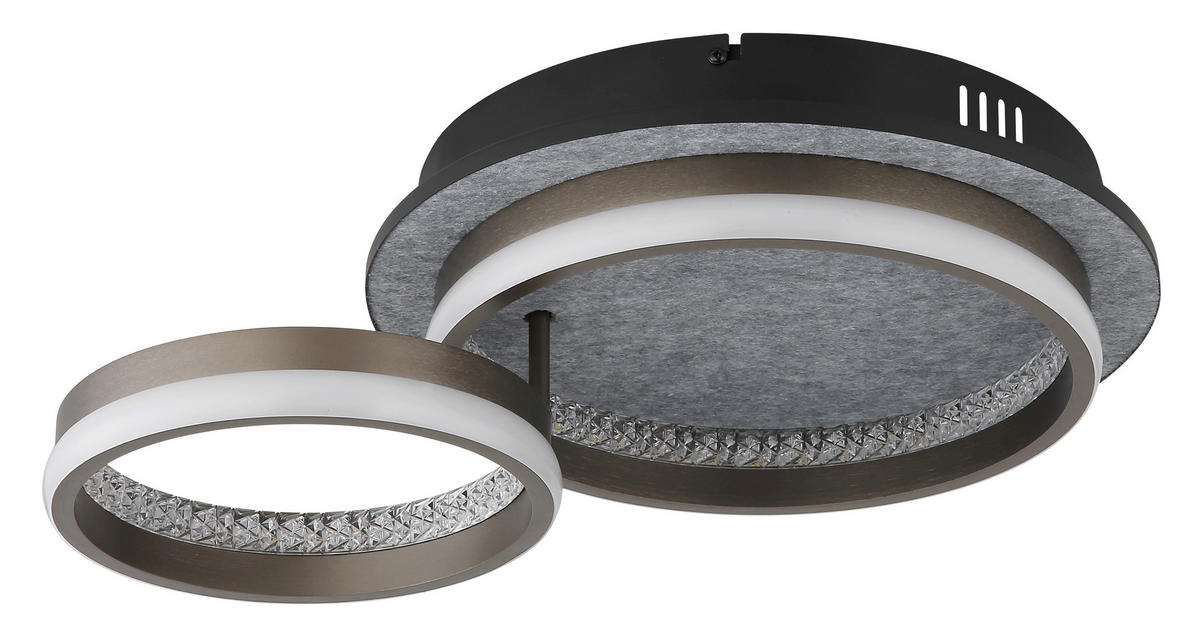 LED-DECKENLEUCHTE DELLA 47,2/34/14 cm   - Klar/Schwarz, Design, Kunststoff/Metall (47,2/34/14cm) - Globo