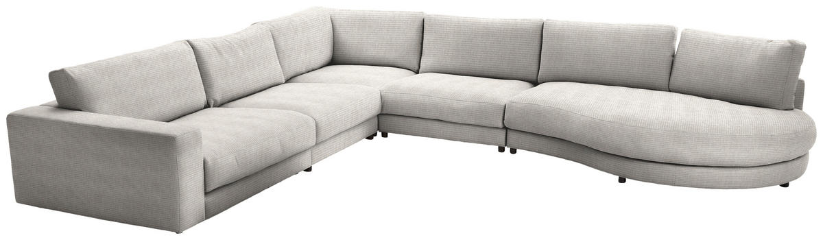 ECKSOFA in Chenille, Cord Hellgrau  - Hellgrau/Schwarz, Design, Kunststoff/Textil (365/425cm) - Lomoco