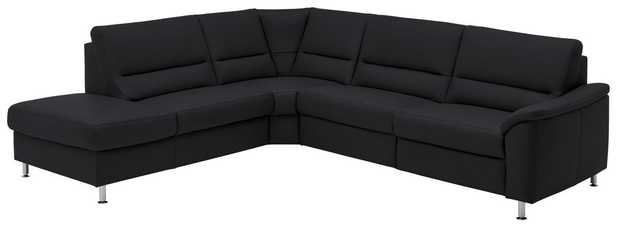 ECKSOFA in Echtleder Anthrazit  - Anthrazit/Alufarben, Basics, Leder/Metall (249/290cm) - Beldomo Premium