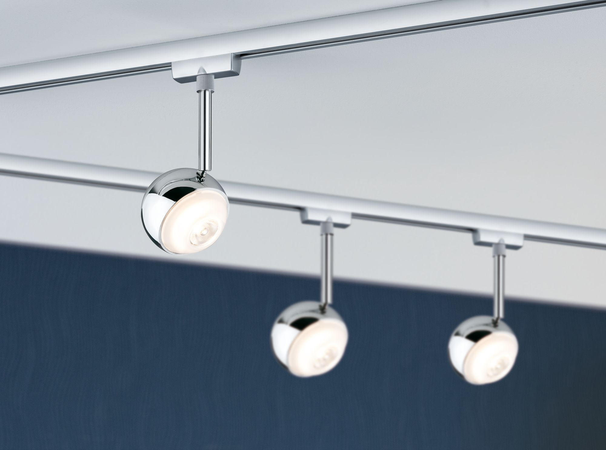 SCHIENENSYSTEM-STRAHLER - Chromfarben, Design, Metall (8/21/8cm) - Paulmann