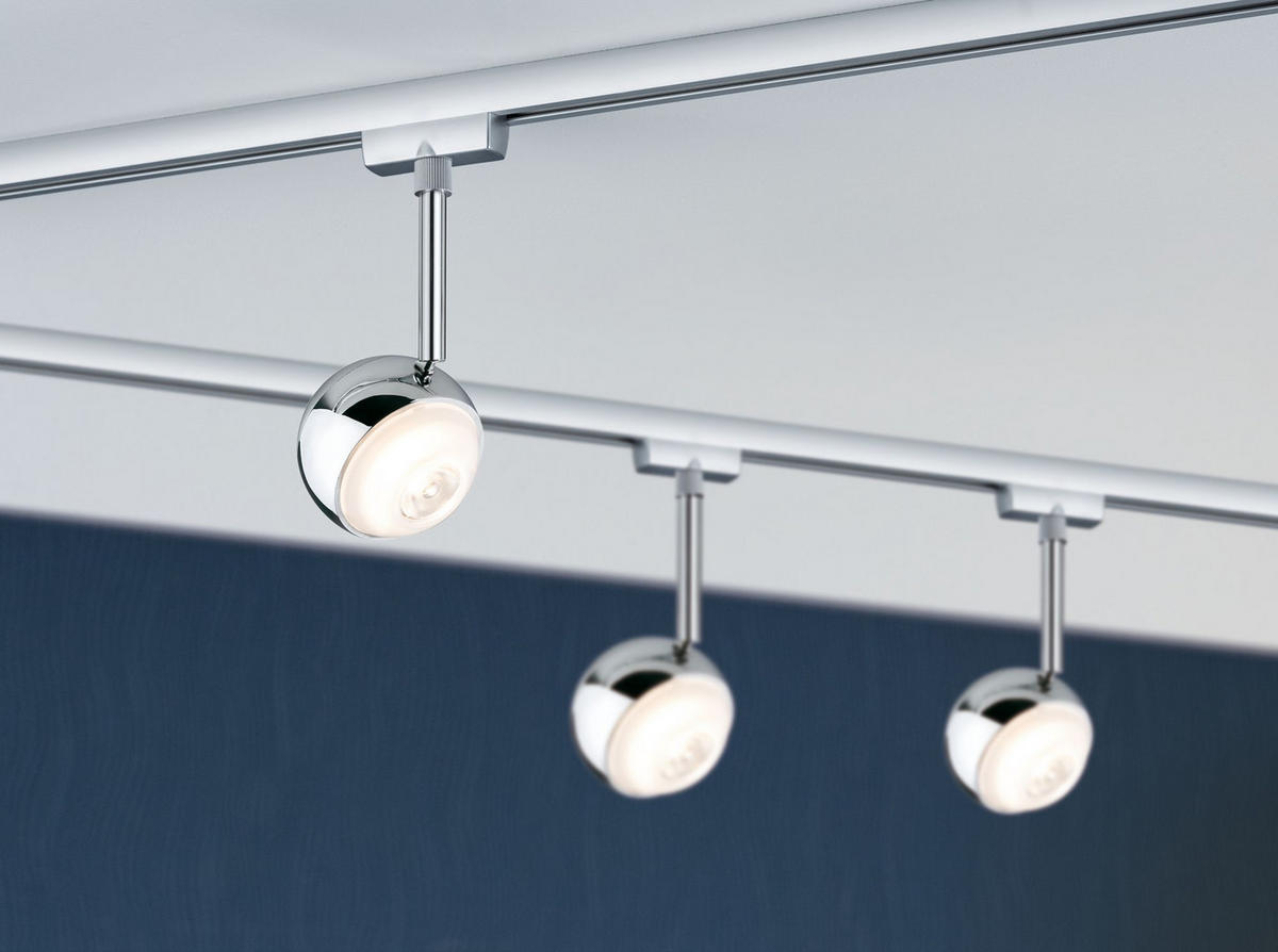 SCHIENENSYSTEM-STRAHLER URail 8/21/8 cm   - Chromfarben, Design, Metall (8/21/8cm) - Paulmann