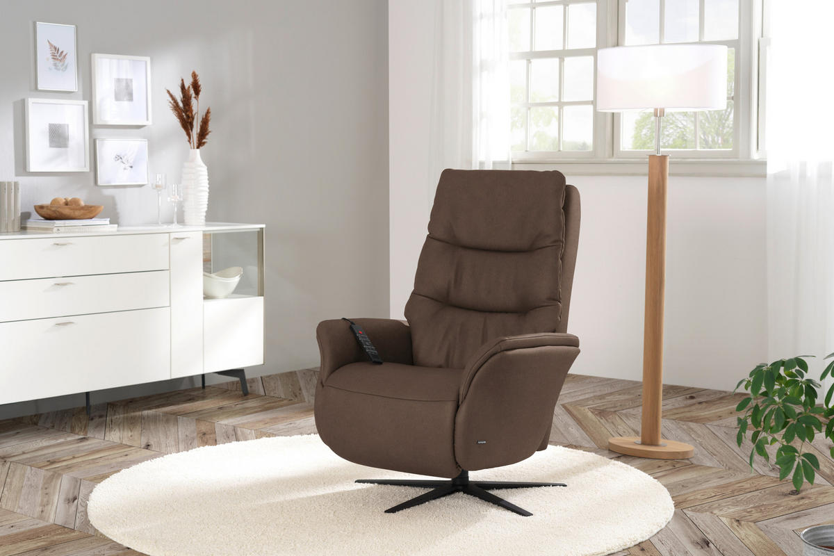 MASSAGESESSEL Dunkelbraun  - Anthrazit/Dunkelbraun, Konventionell, Leder/Metall (74/114/97cm) - Himolla