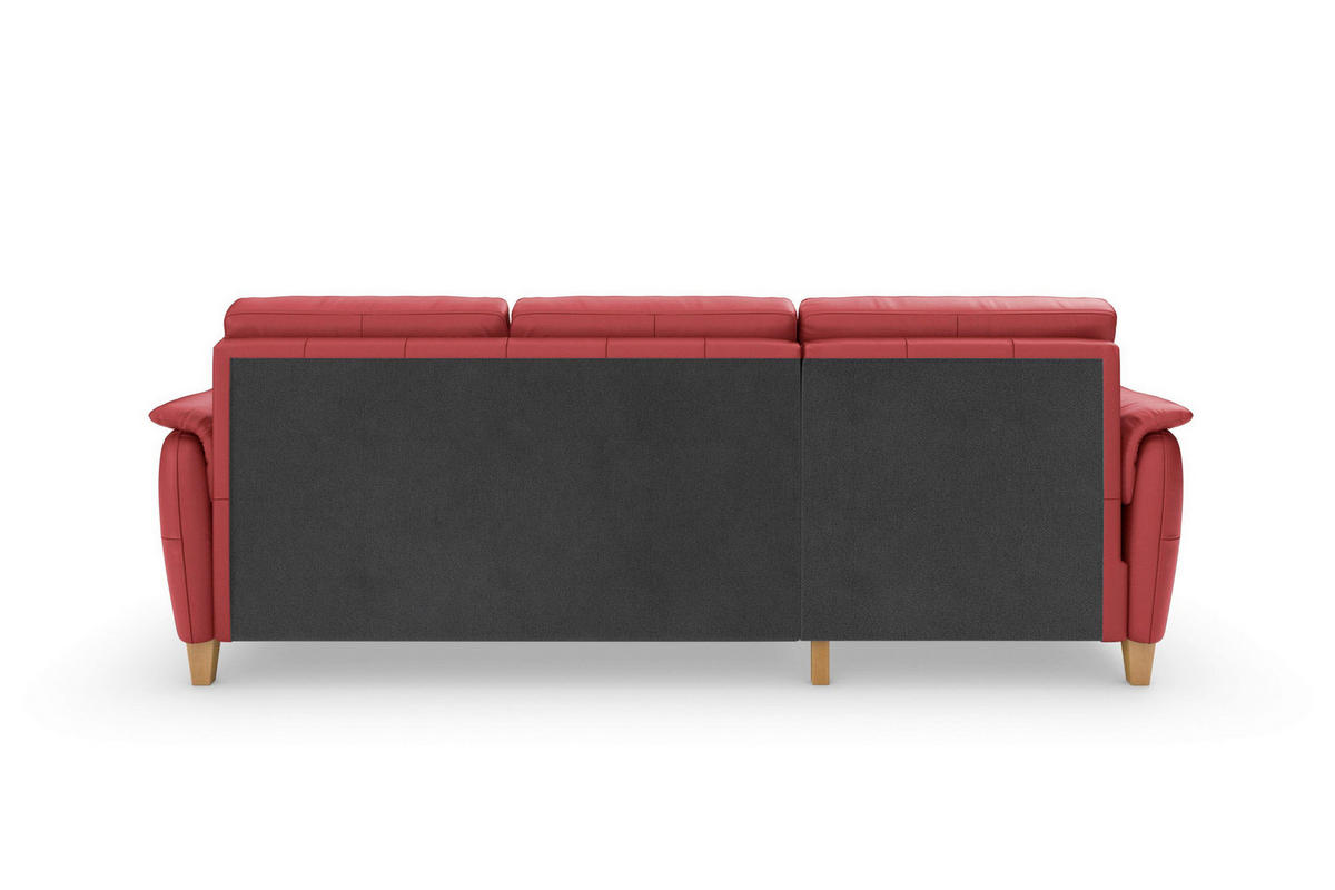 ROHOVÁ SEDAČKA, koža, červená - farba duba/červená, Basics, koža/drevo (163/244cm) - Sit & More