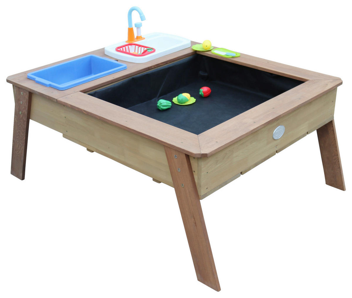 SAND & WASSERTISCH LINDA Holz, Kunststoff Blau, Braun, Weiß  - Blau/Braun, KONVENTIONELL, Holz/Kunststoff (93,5/50/110cm) - Ambia Garden