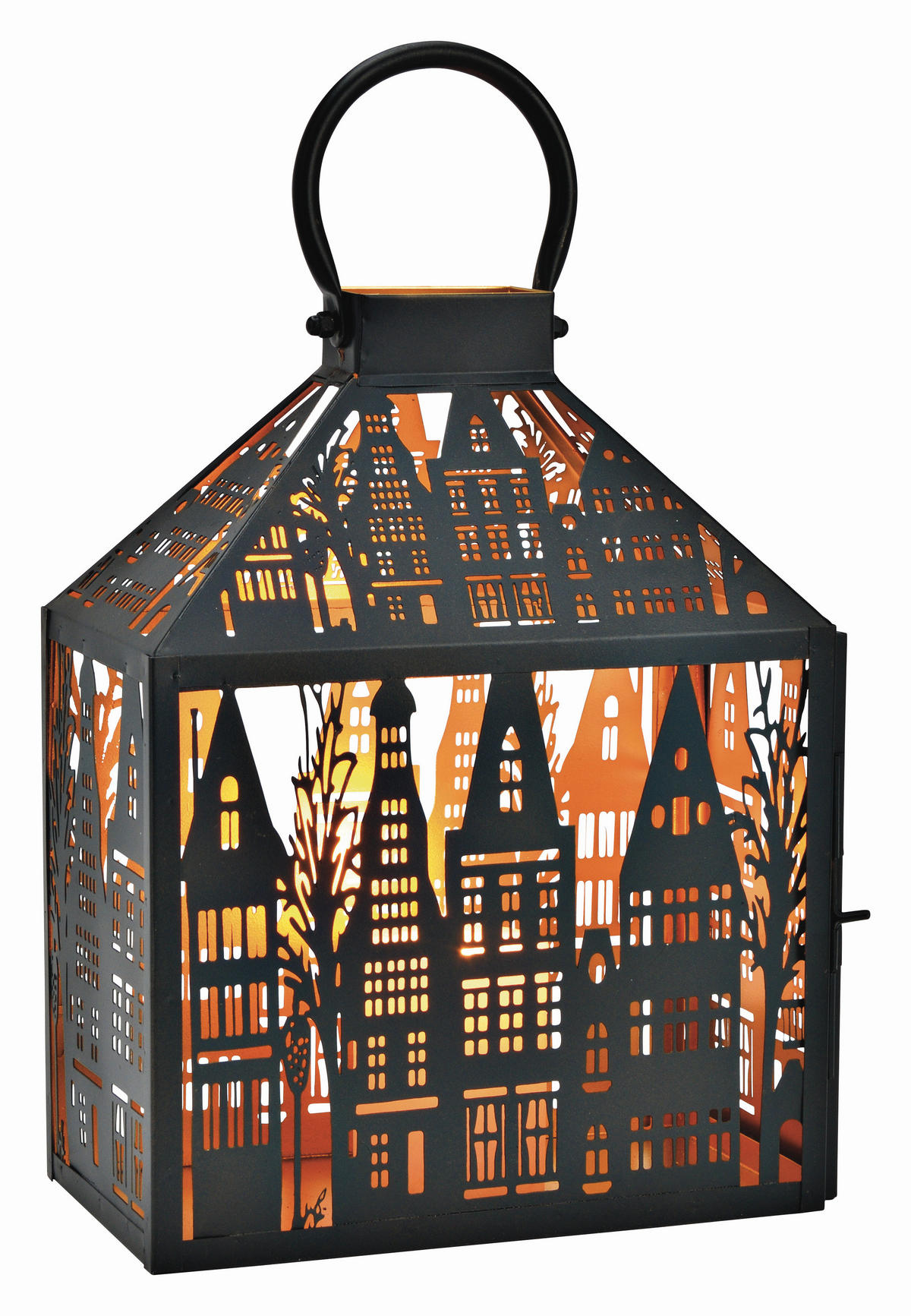 LATERNENHAUS  - Schwarz, Basics, Metall (25,0/32,0/14,0cm) - X-Mas