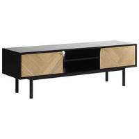 LOWBOARD Schwarz, Eichefarben  160/50/43 cm  - Eichefarben/Goldfarben, Design, Holzwerkstoff/Metall (160/50/43cm) - Novel