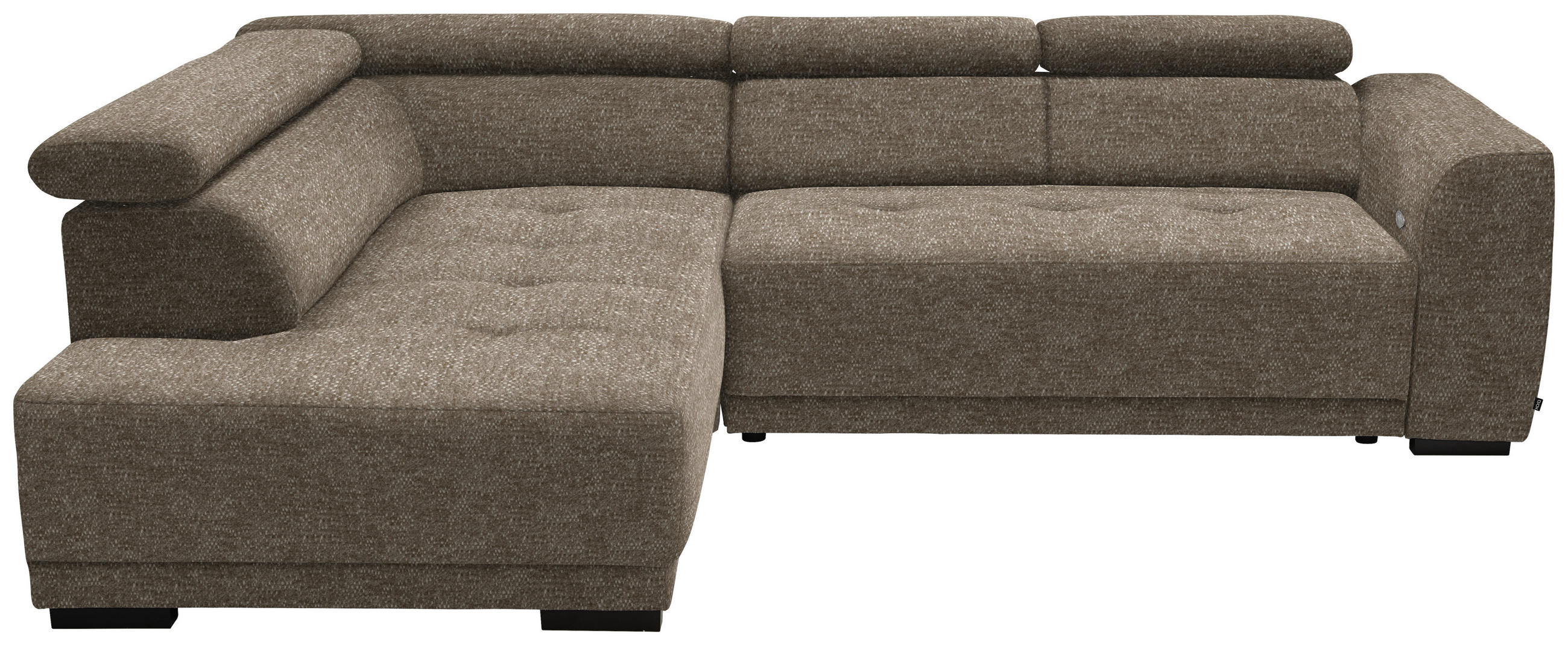 ECKSOFA in Chenille Hellbraun  - Hellbraun/Schwarz, Design, Kunststoff/Textil (205/284cm) - MID.YOU