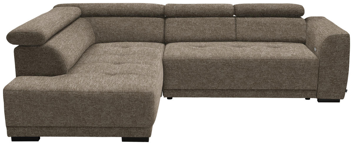 ECKSOFA in Chenille Hellbraun  - Hellbraun/Schwarz, Design, Kunststoff/Textil (205/284cm) - MID.YOU