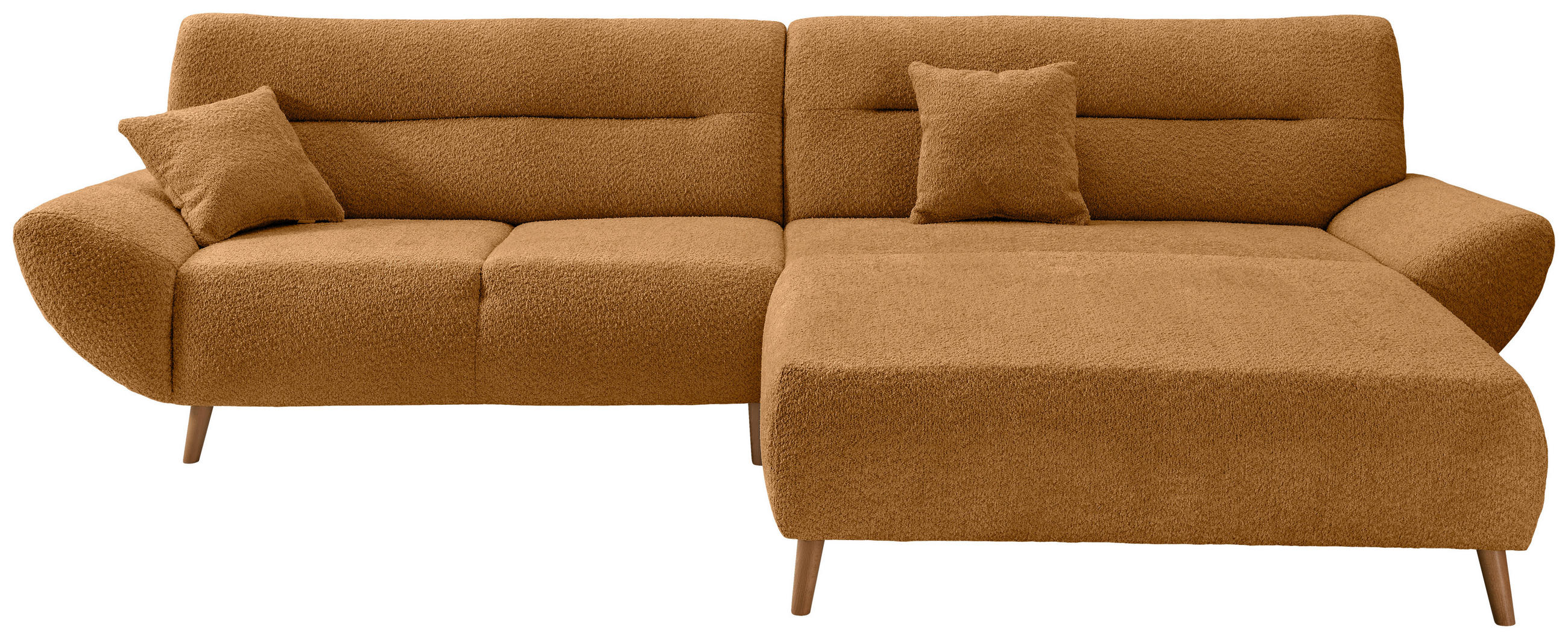 ECKSOFA Goldfarben Bouclé  - Wildeiche/Goldfarben, KONVENTIONELL, Holz/Textil (290cm) - MID.YOU