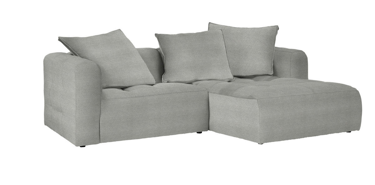 ECKSOFA in Webstoff Grau, Hellgrau  - Hellgrau/Schwarz, Lifestyle, Kunststoff/Textil (240/173cm) - Stylife