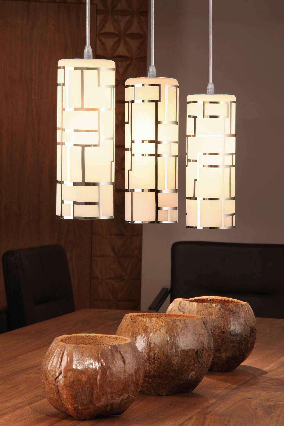 HÄNGELEUCHTE Bayman 72/10,5/110 cm   - Chromfarben/Weiß, Design, Glas/Metall (72/10,5/110cm) - Eglo