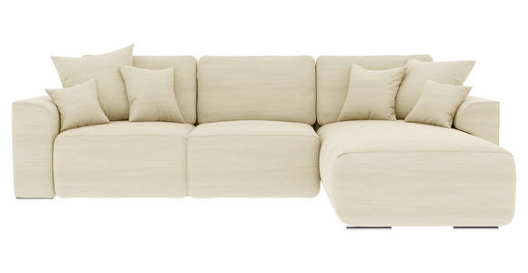 ECKSOFA Beige Cord Zierkissen, Rückenkissen, Bettkasten, Schlaffunktion, Rücken echt, Liegefläche im Originalstoff  - Chromfarben/Beige, KONVENTIONELL, Kunststoff/Textil (293/195cm) - Carryhome