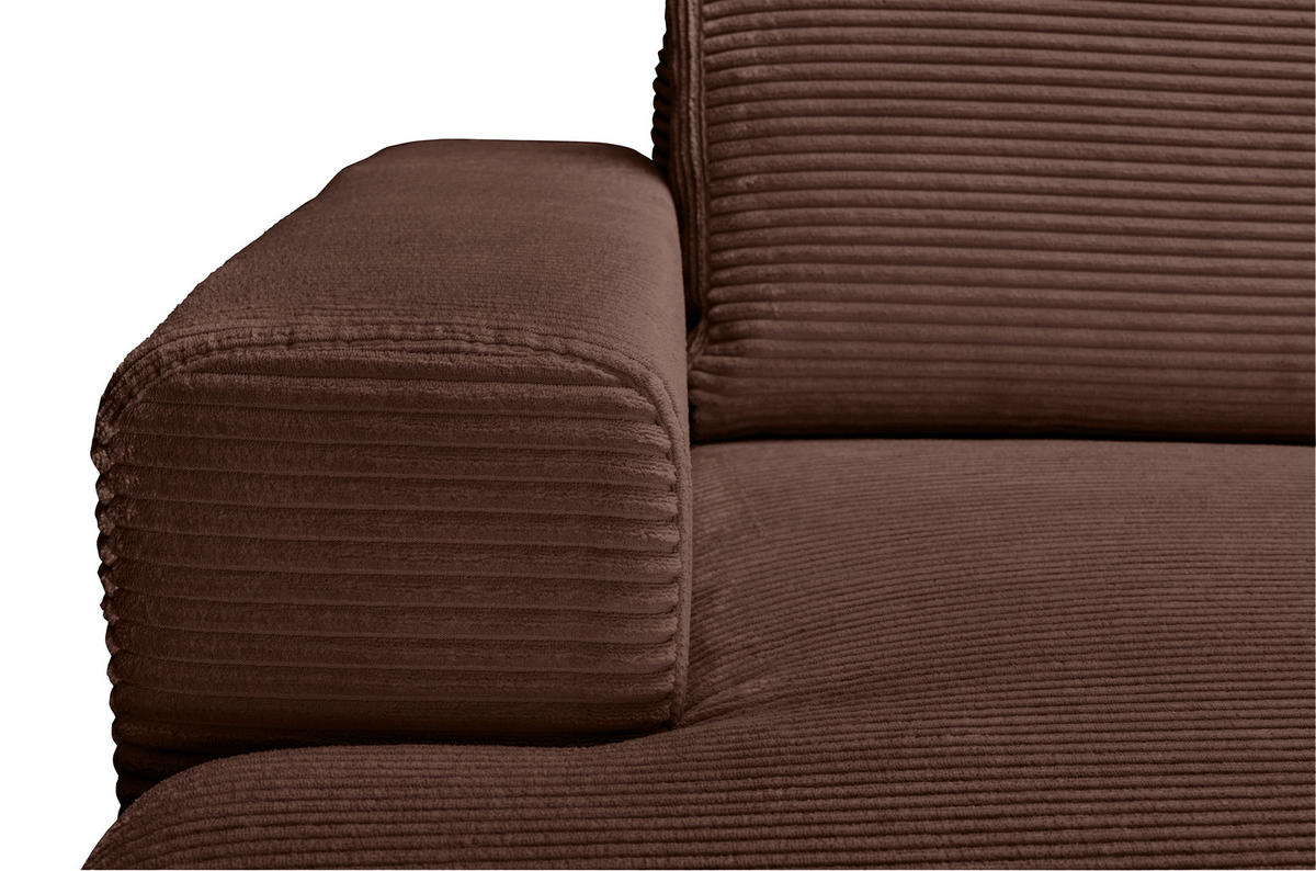 ECKSOFA Dunkelbraun Cord  - Dunkelbraun/Schwarz, KONVENTIONELL, Textil/Metall (150/240cm) - Carryhome