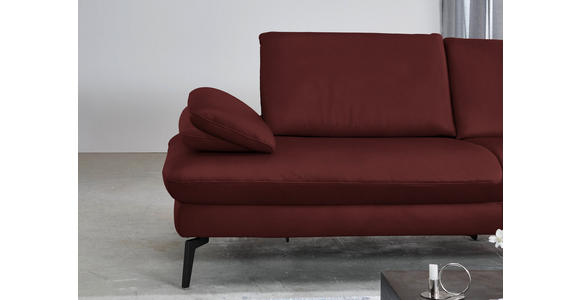 ECKSOFA in Echtleder Rot  - Rot/Schwarz, Design, Leder/Metall (325/157cm) - Dieter Knoll