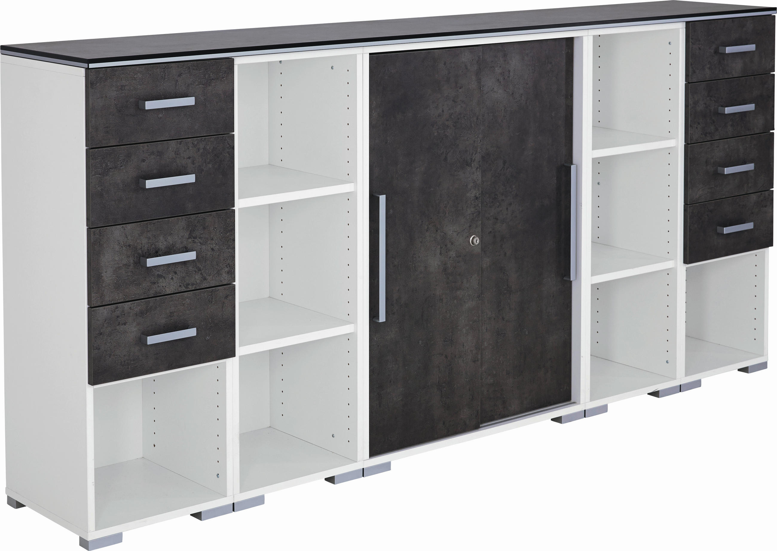 ANRICHTE Dekorfolie, melaminharzbeschichtet  - Hellgrau/Alufarben, Design, Holzwerkstoff/Kunststoff (240cm) - Moderano