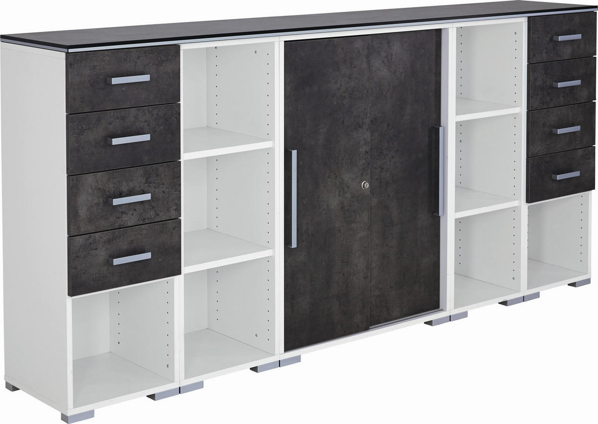 ANRICHTE Dekorfolie, melaminharzbeschichtet  - Hellgrau/Alufarben, Design, Holzwerkstoff/Kunststoff (240cm) - Moderano