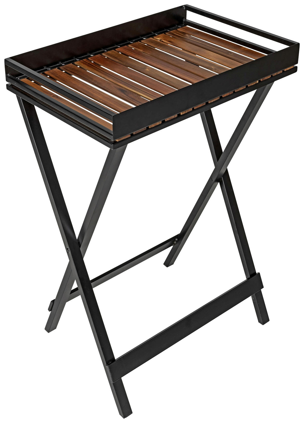 KLAPPTISCH Black Outdoor Kitchen Akazie 60/89/42 cm rechteckig Schwarz, Akaziefarben  - Schwarz/Akaziefarben, Basics, Holz/Metall (60/89/42cm) - Wenko